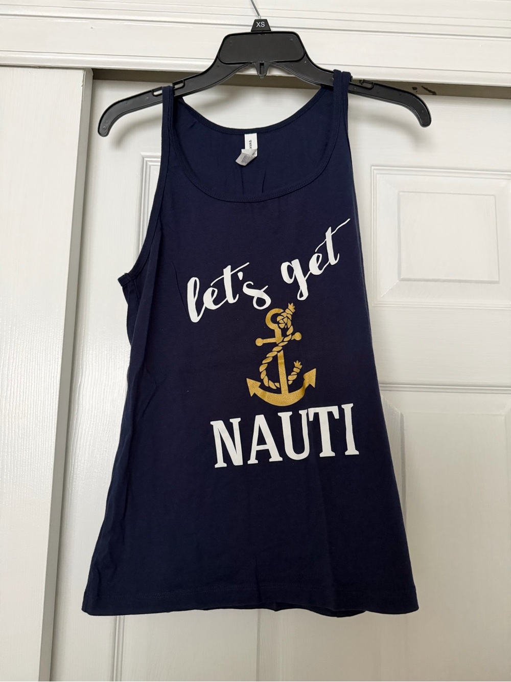 Nautical Graphic Tank Top - Navy "Let's Get Nauti"